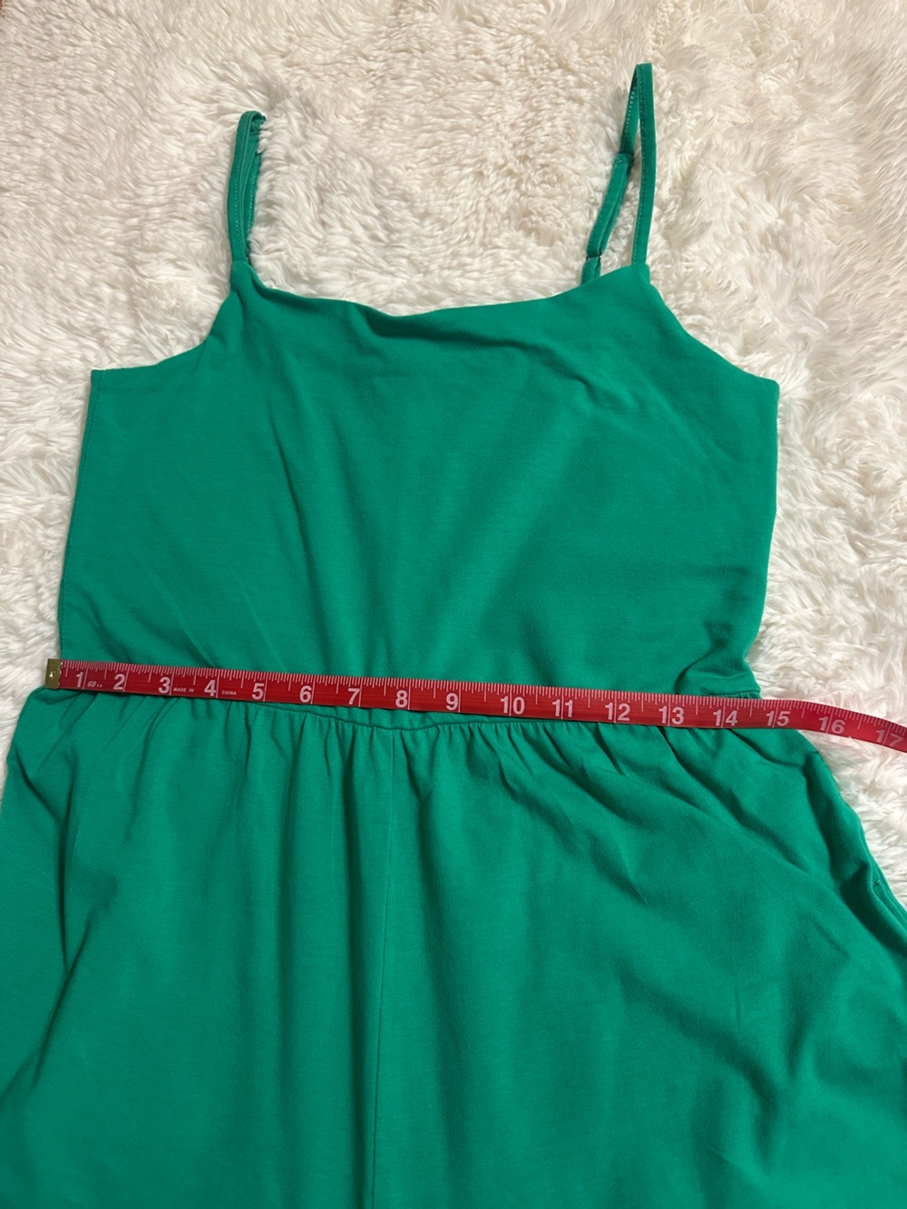 RDI Green Knit Wide Leg Jumpsuit Medium Sleeveless Spaghetti Strap Pockets - Picture 7 of 10